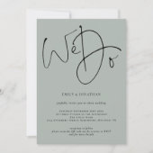 Invitation Élégant nous faisons lumière Sage QR Code Mariage (Devant)