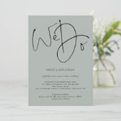 Invitation Élégant nous faisons lumière Sage QR Code Mariage (Debout devant)