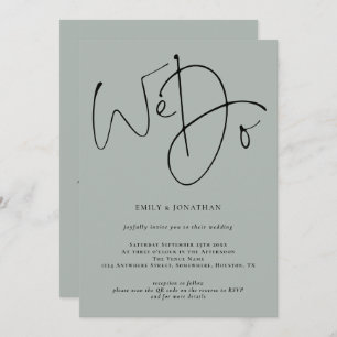 Invitation Élégant nous faisons lumière Sage QR Code Mariage
