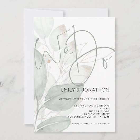 Invitation Elégant Nous faisons Script Aquarelle Mariage de r (Devant)