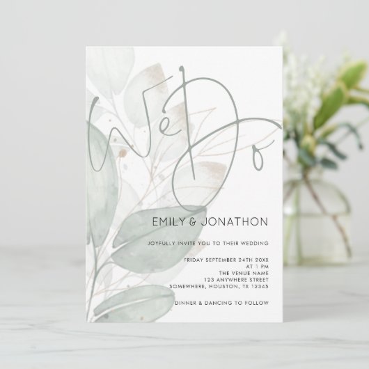 Invitation Elégant Nous faisons Script Aquarelle Mariage de r (Debout devant)