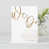 Invitation Elégant Nous faisons Script Gold & White Mariage (Debout devant)