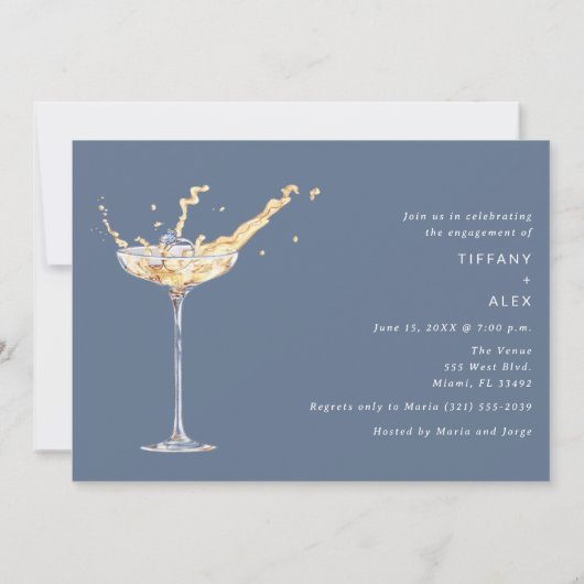 Invitation Élégant Nous sommes engagés Champagne Engagement P (Dos)