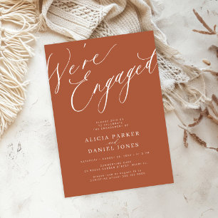 Invitation Élégant Nous sommes fiancés fête de fiançailles en