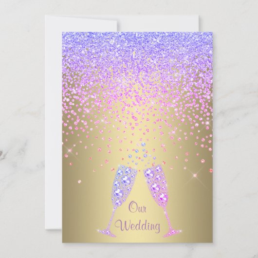 Invitation ELEGANT Nouveau cristal diamant mariage lilas Or (Devant)