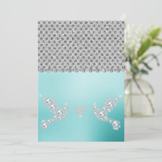 Invitation ELEGANT Nouveau cristal diamant mariage menthe ver (Debout devant)