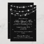 Invitation Élégant Nouvel An Chaîne De Sparkling Noir (Devant / Derrière)