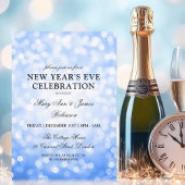 Invitation Élégant Nouvel An Eve Navy Blue Bokeh Lumières
