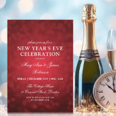 Invitation Élégant Nouvel An Eve Red Bokeh Lumières
