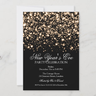 Invitation Elégant Nouvel An Gold Midnight Glam