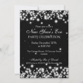 Invitation Élégant Nouvel An Réveillon Hiver Étincelant Noir (Devant)