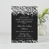 Invitation Élégant Nouvel An Soir Silver Lumières Chatoyantes (Debout devant)