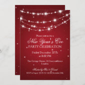 Invitation Élégant Nouvel An Sparkling Chain Red (Devant / Derrière)
