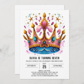 Invitation Elégant Nouvel Anniversaire de la Couronne Princes (Devant / Derrière)