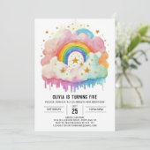 Invitation Elégant nuages célestes Fille Anniversaire (Debout devant)