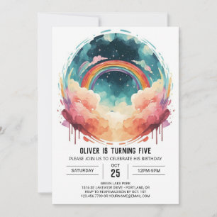 Invitation Elégant nuages d'aquarelle Anniversaire