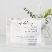 Invitation Elégant nuages gris et or pâle doux (Debout devant)