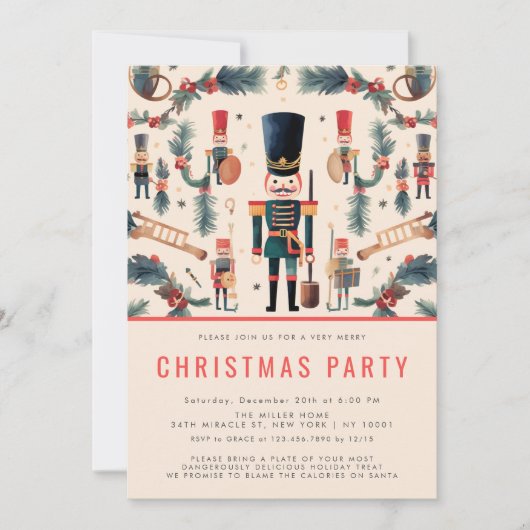 Invitation Élégant Nutcracker Fête de Noël moderne (Devant)