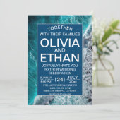 Invitation Elégant Ocean Navy Blue Waves Beach Wedding (Debout devant)