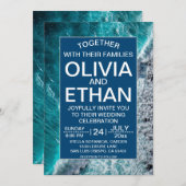 Invitation Elégant Ocean Navy Blue Waves Beach Wedding (Devant / Derrière)