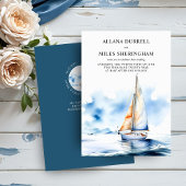 Invitation Elégant Ocean Sailboat Watercolor Mariage côtier