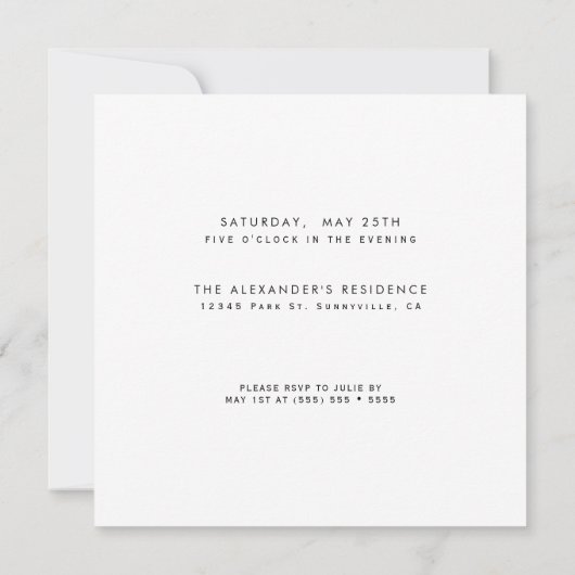 Invitation Elégant Ocean Seashell N'IMPORTE QUELLE fête d'ann (Dos)