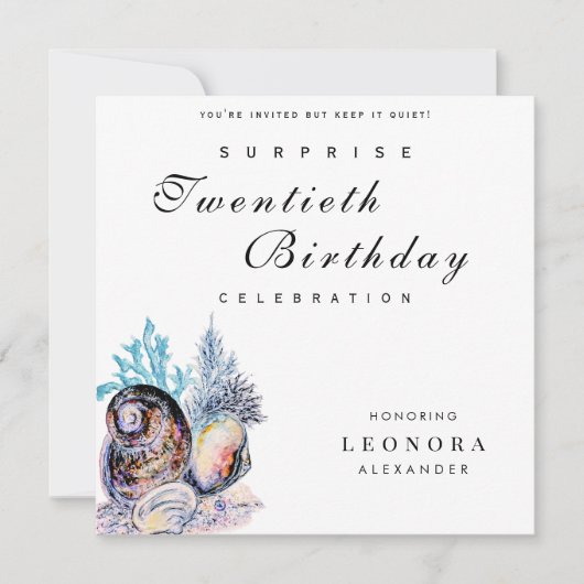 Invitation Elegant Ocean Seashell N'IMPORTE QUELLE Surprise f (Devant)