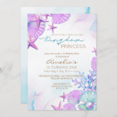 Invitation Elégant Ocean shells Plage 1er anniversaire (Devant / Derrière)