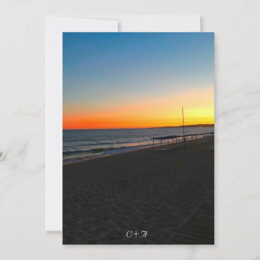 Invitation Elégant Ocean Sunset Beach Eté Mariage de mer (Dos)