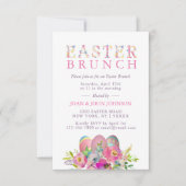 Invitation Elégant Oeufs aquarelle Floral Pâques BRUNCH (Devant)