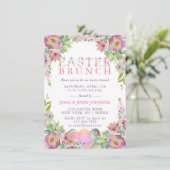 Invitation Elégant Oeufs aquarelle Floral Pâques BRUNCH (Debout devant)