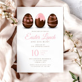 Invitation Élégant OEufs Roses Déjeuner de Pâques