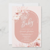 Invitation Élégant Oh Baby Blush Baby shower floral (Devant)