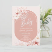 Invitation Élégant Oh Baby Blush Baby shower floral (Debout devant)