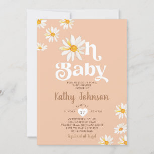 Invitation Élégant Oh Baby Daisy Flowers Baby shower Boho