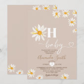 Invitation Élégant Oh Baby Daisy Flowers Baby shower Boho (Devant / Derrière)