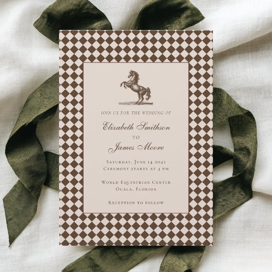 Invitation Elegant Old Money Horse Equestrian Wedding