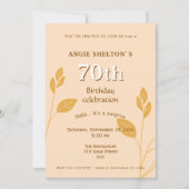 Invitation Elégant oliage d'or Botanique 70e anniversaire (Devant)