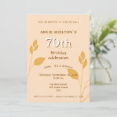 Invitation Elégant oliage d'or Botanique 70e anniversaire (Debout devant)
