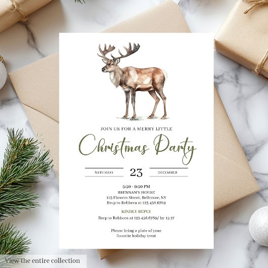 Invitation Elegant Olive Beige Minimalist Christmas Party