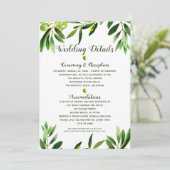 Invitation Elegant Olive Boho Garden Summer Détails du Mariag (Debout devant)