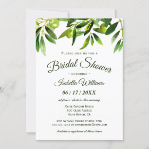 Invitation Élégant Olive Boho Summer Bridal Showing Invitatio