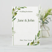 Invitation Elegant Olive Branch Green Wedding Invi (Debout devant)