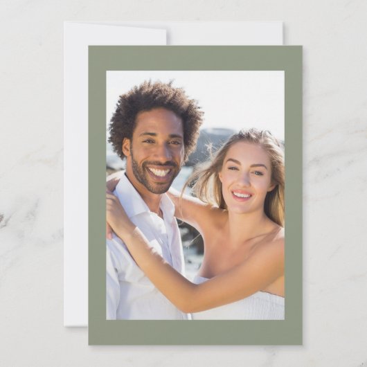 Invitation Élégant Olive Green Script 2 Mariage photo (Dos)