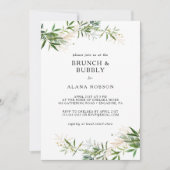 Invitation Elégant Olive Greenery Brunch et Bubbly Douche dan (Devant)
