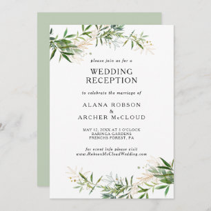Invitation Elégant Olive Greenery Réception de mariage