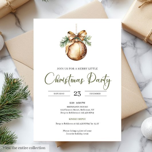 Invitation Elegant Olive Nordic Natural Palette Modern Xmas