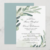Invitation Élégant Olive Sprig Branche Mariage de verdure (Devant / Derrière)