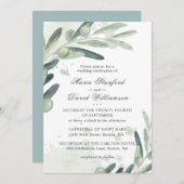 Invitation Élégant Olive Sprig Branche Mariage de verdure (Devant / Derrière)