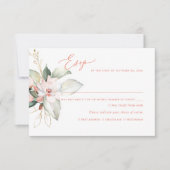 Invitation Elégant Ombre Blush Roses bleu rose, Repas RSVP (Devant)
